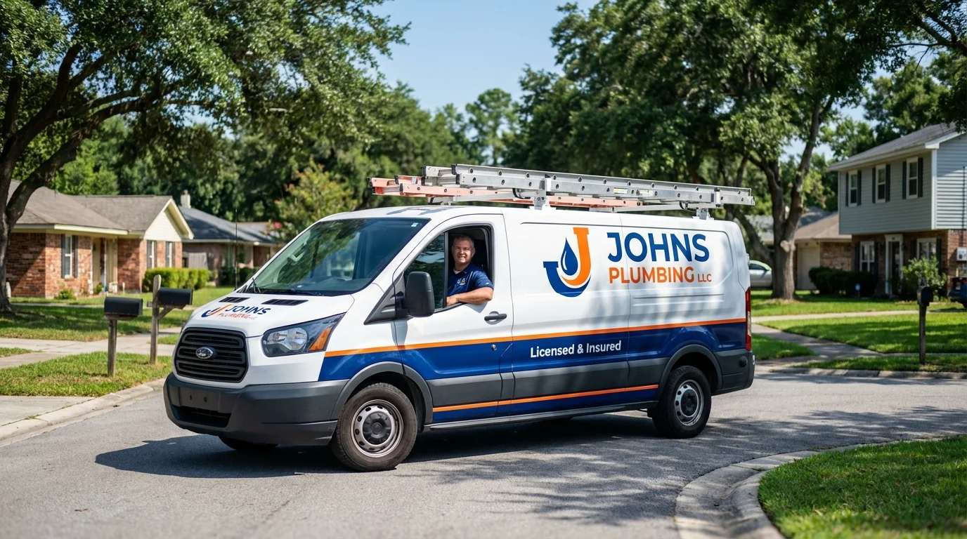 Johns Plumbing LLC service van in Rehoboth Beach, DE