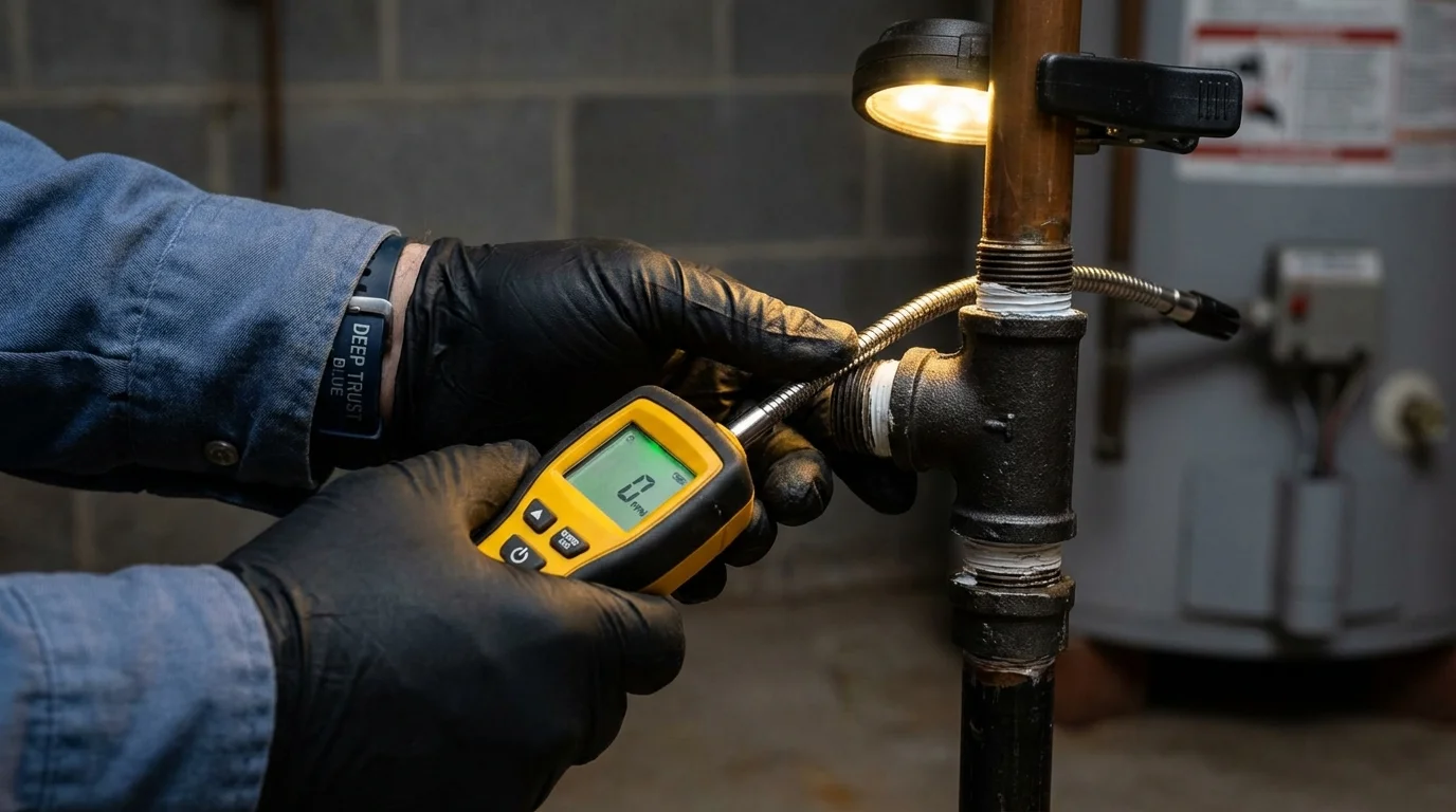 Gas leak detection with electronic sniffer by Johns Plumbing LLC in Rehoboth Beach
